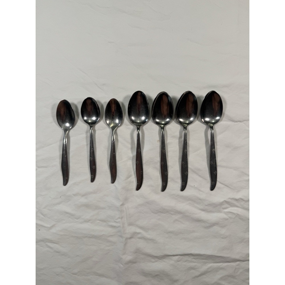 Lot of 7 Dorzel Hull FIRST STAR Stainless‎ Teaspoons  And Tablespoons Atomic